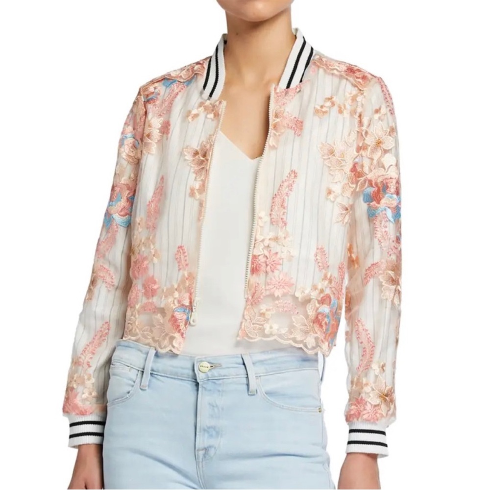 Loyd Ford Pinstripe Lace Bomber Jacket NEW